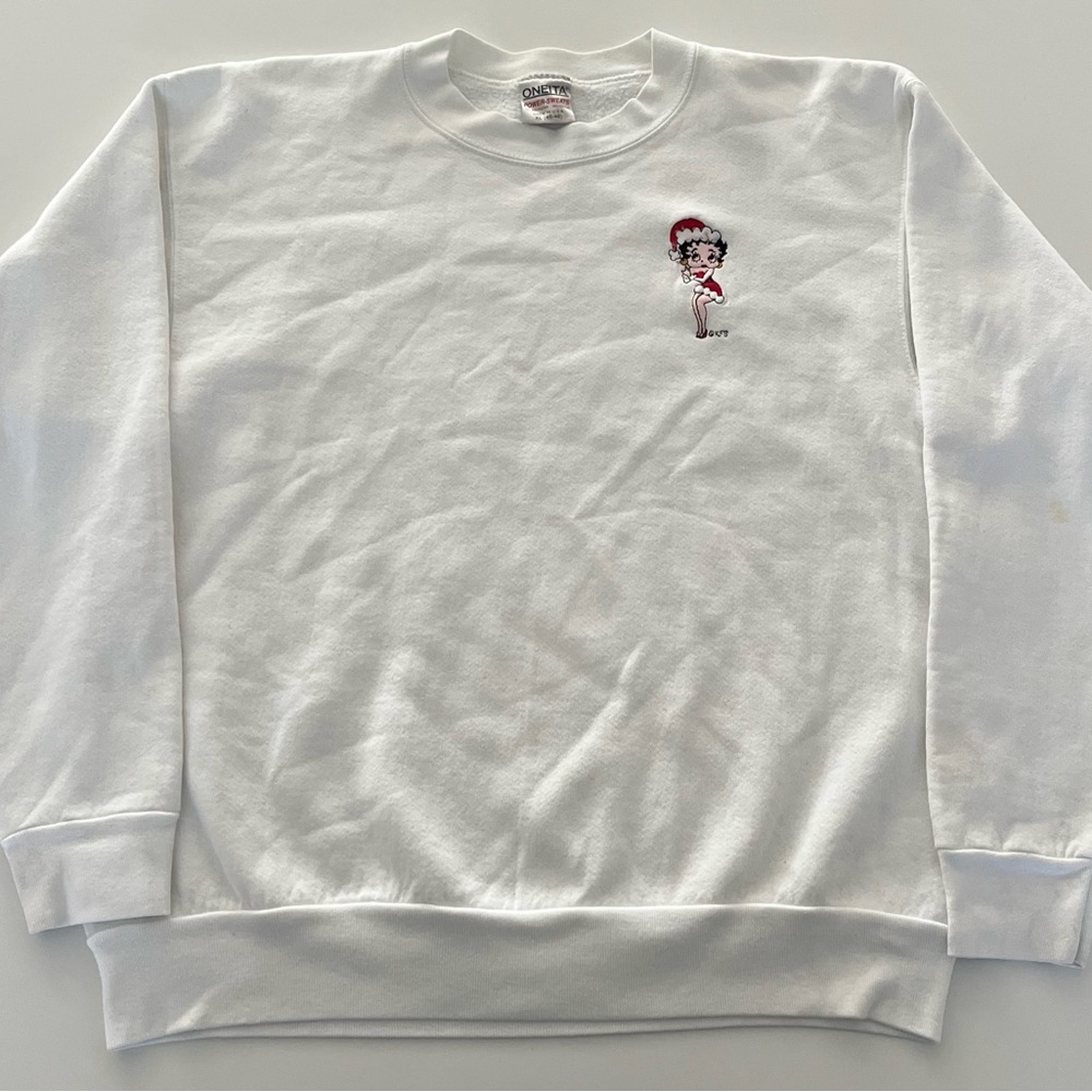 Vintage Betty Boop White Graphic Crewneck Sweater